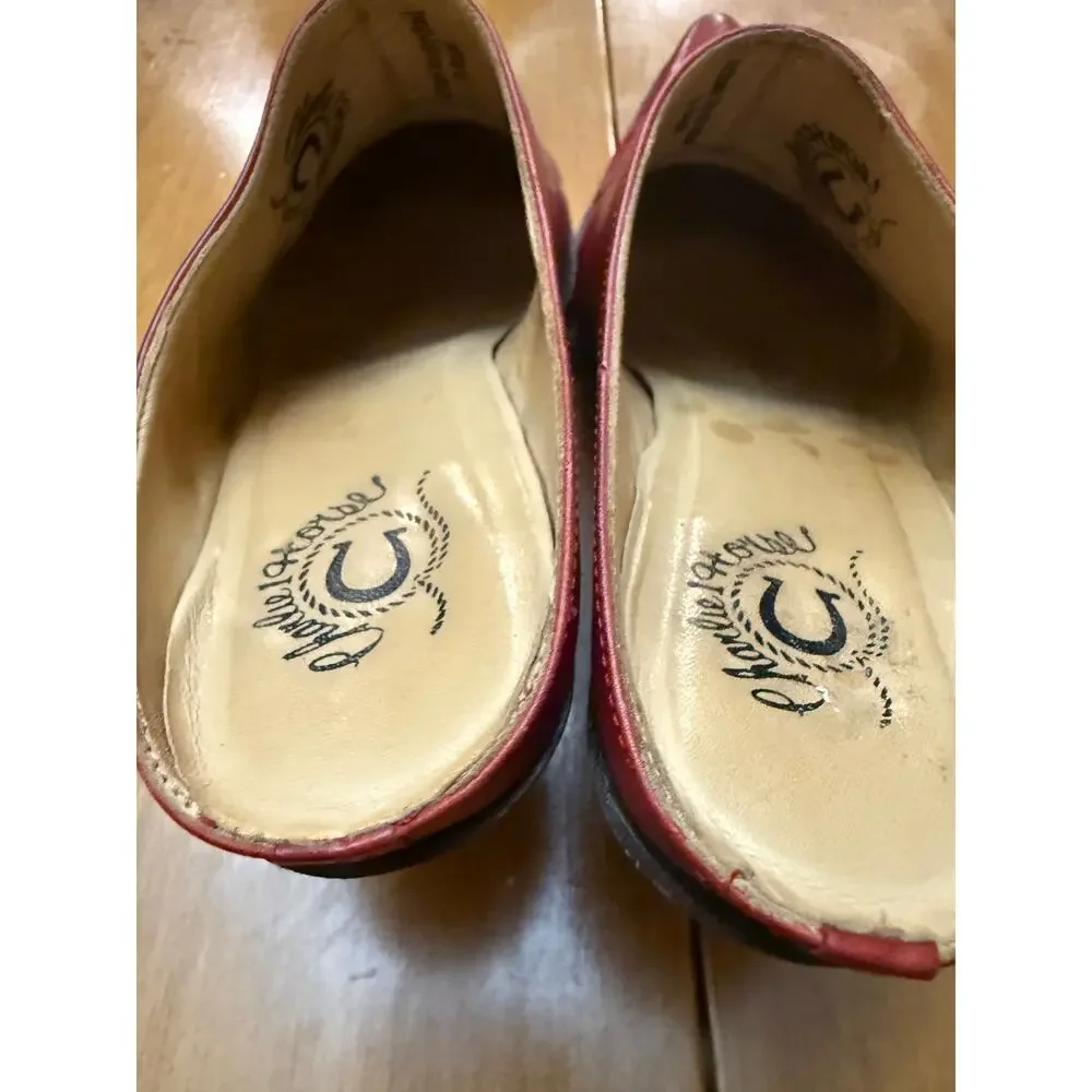 Charlie Horse by Lucchese red Heeled western mules Women's 10 rodeo cowgirl